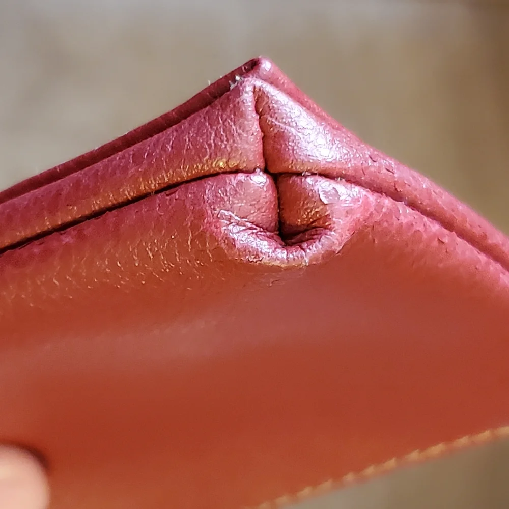 Red vinyl coin purse with ID window